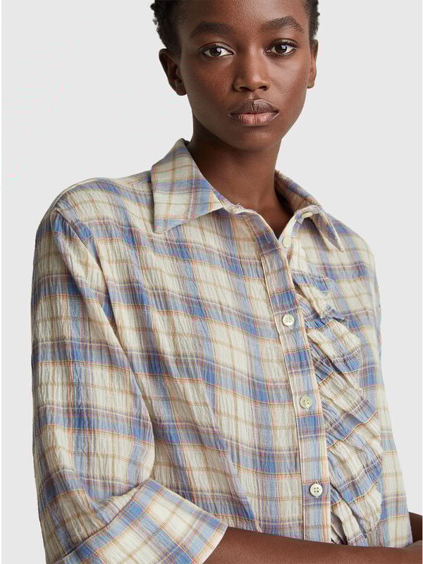 Kariertes Hemd mit Rüschen Damen