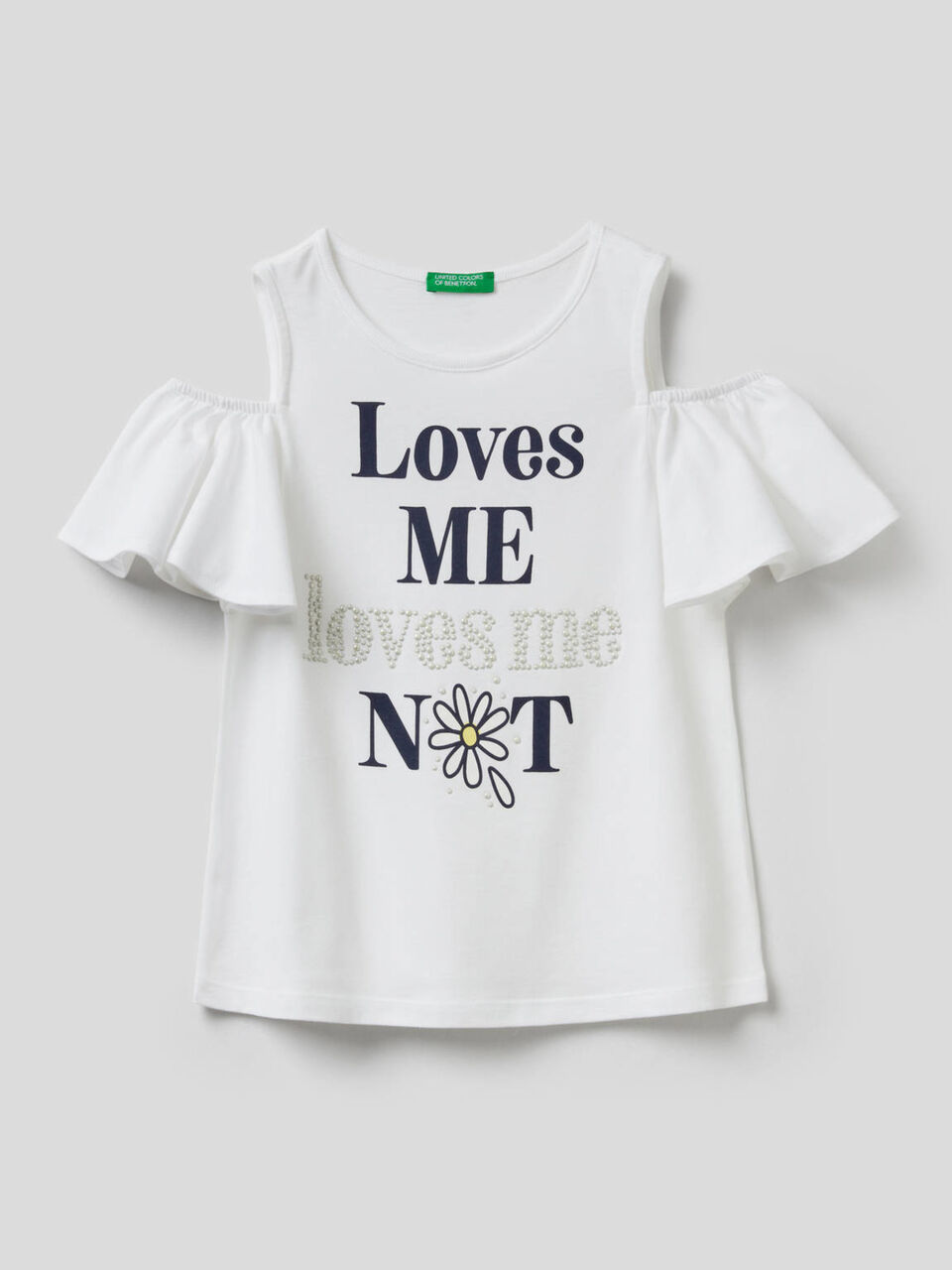 Schulterfreies T-Shirt mit Print image number 1