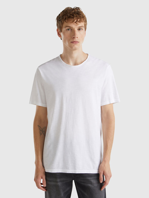 T-Shirt in Weiß aus geflammter Baumwolle Herren