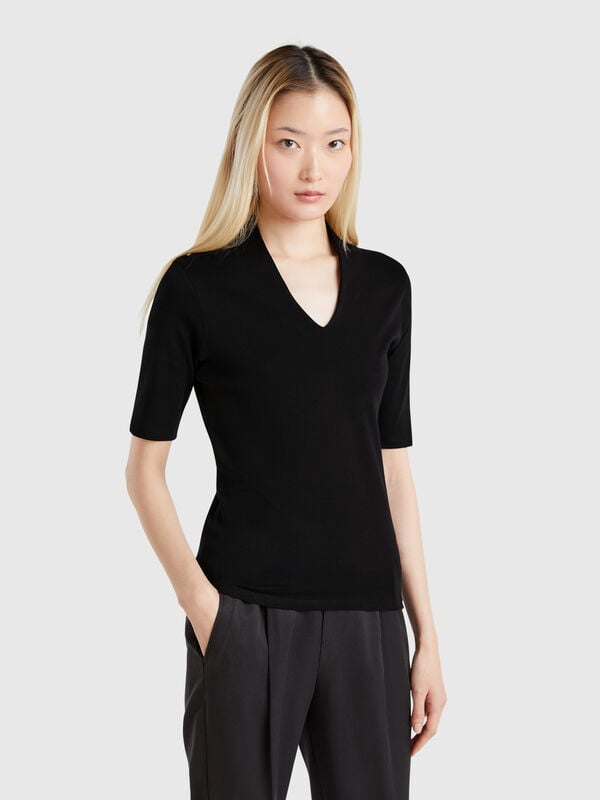 Schmal geschnittenes T-Shirt aus langfaseriger Baumwolle Damen
