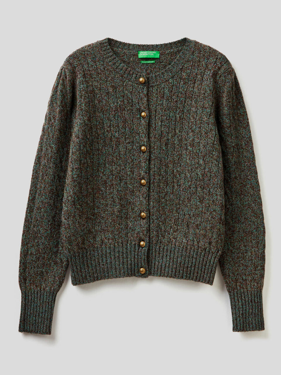 Strickjacke aus reiner Shetlandwolle mit Flechtmuster image number 1