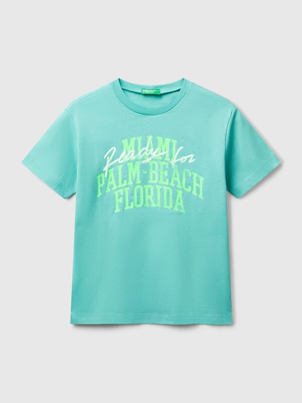 T-Shirt mit fluoreszierendem Aufdruck Jungen
