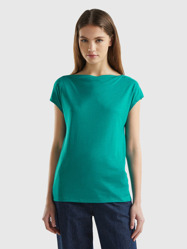 Kurzärmeliges T-Shirt aus nachhaltiger Viskose Damen