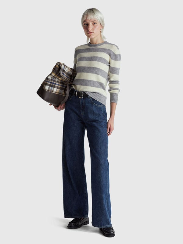 Gestreifter Pullover aus reiner Shetlandwolle Damen