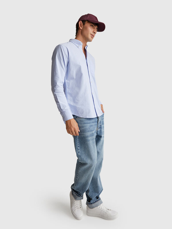 Hellblaues Button-Down-Hemd in normaler Passform Herren