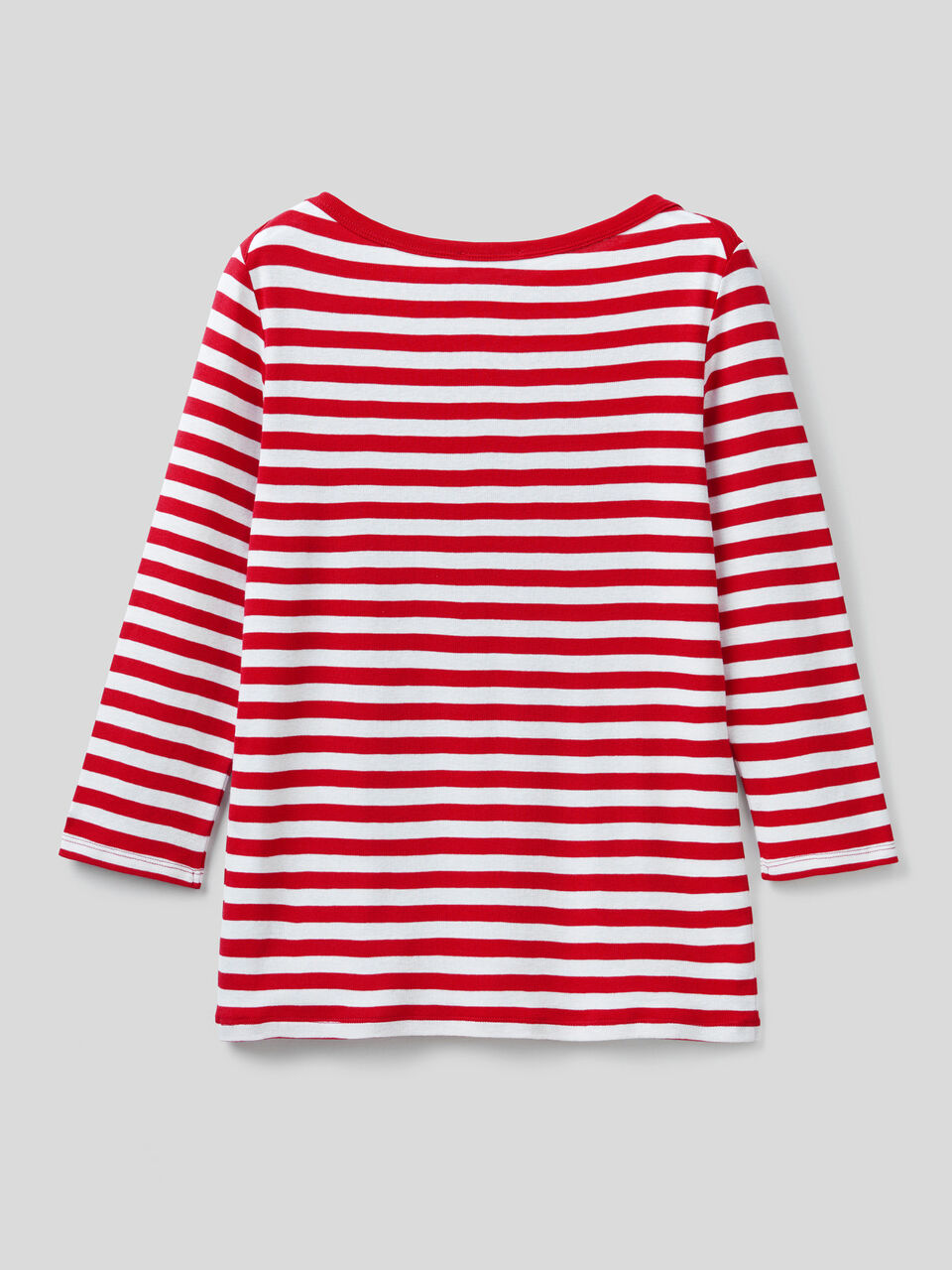 Gestreiftes T-Shirt mit 3/4-Ärmeln aus reiner Baumwolle image number 2