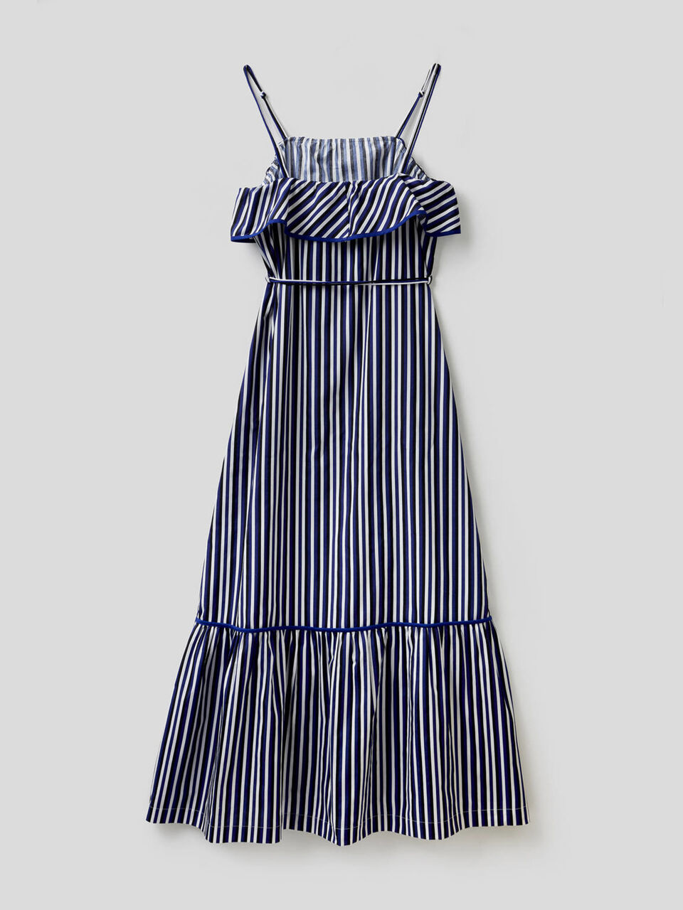 Gestreiftes Maxi-Kleid mit Volants image number 2
