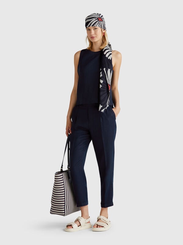 Hose mit normaler Passform aus reinem Leinen Damen
