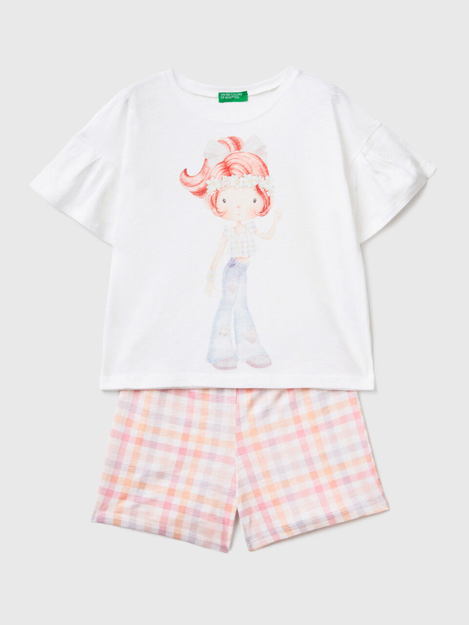 Kurzer Pyjama mit Glitter-Print