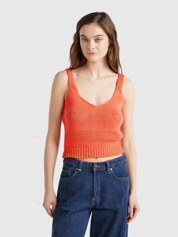 Gestricktes Tanktop aus 100 % Baumwolle Damen