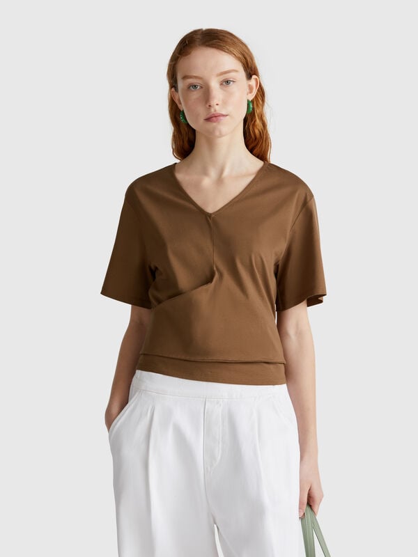 T-Shirt mit Knoten auf der Rückseite Damen