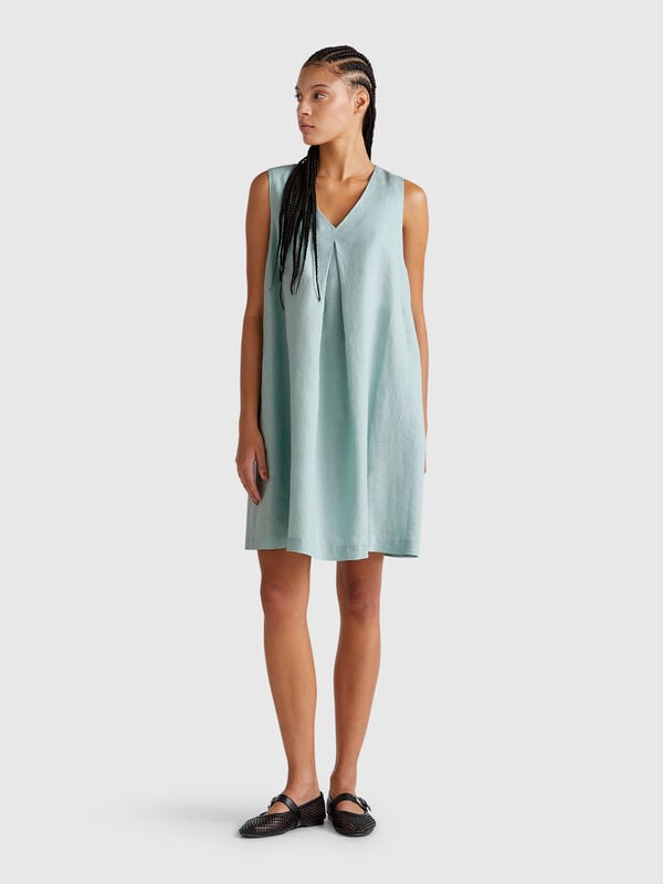 Ärmelloses Kleid aus reinem Leinen Damen