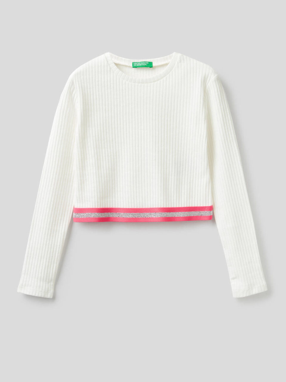 Cropped-T-Shirt aus elastischer Baumwolle image number 1