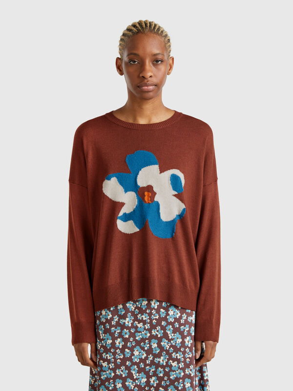 Pullover mit Blumeneinlage Damen