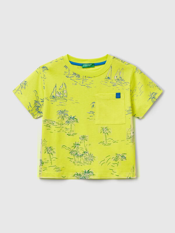 Over-Fit-T-Shirt mit Meeresaufdruck Jungen