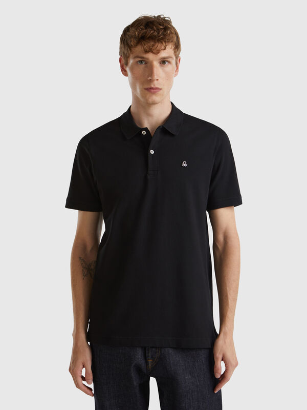 Slim Fit Poloshirt in Schwarz Herren