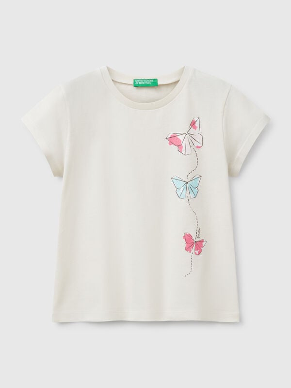 T-Shirt aus Baumwolle mit Glitzer Mädchen