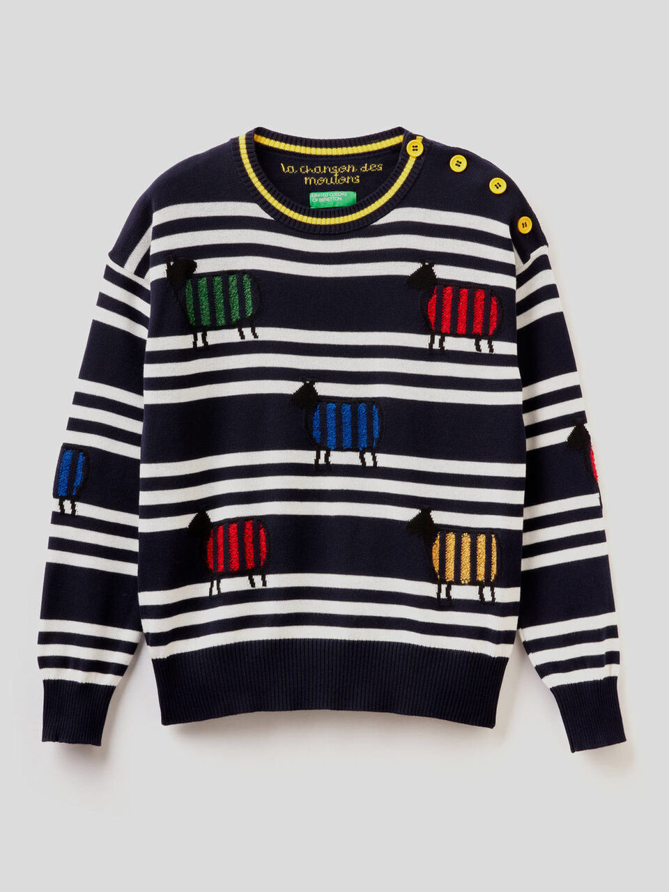 Pullover aus 100% Baumwolle mit Streifen und Intarsienarbeiten image number 1