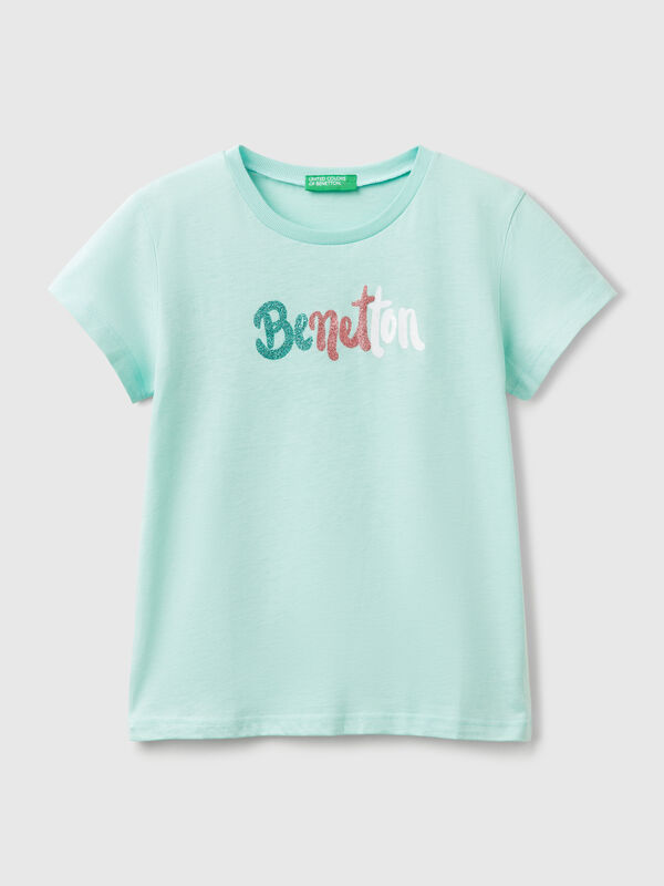 Glitzer-Logo-T-Shirt aus Baumwolle Mädchen