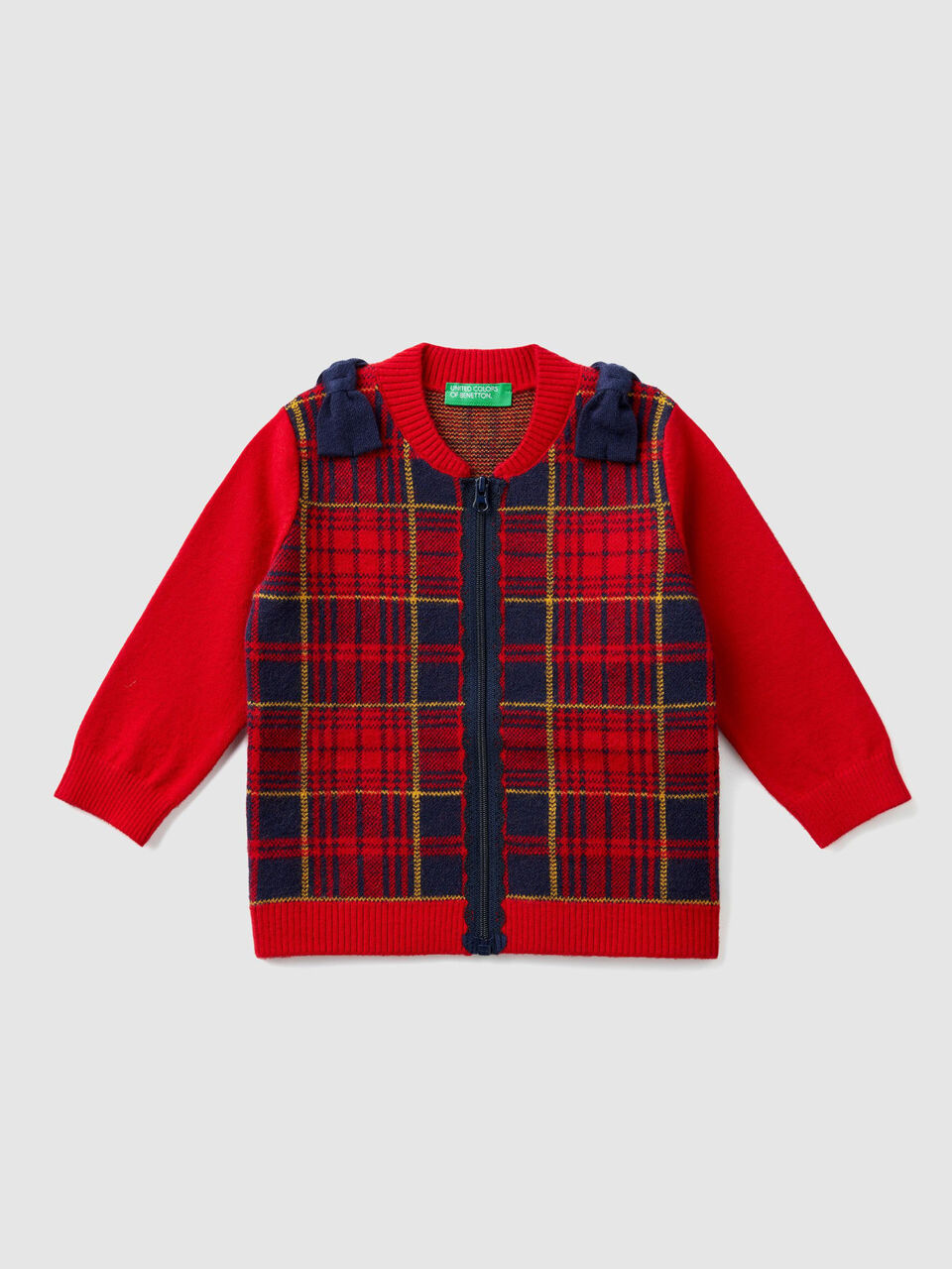 Tartan-Strickjacke mit Masche image number 1