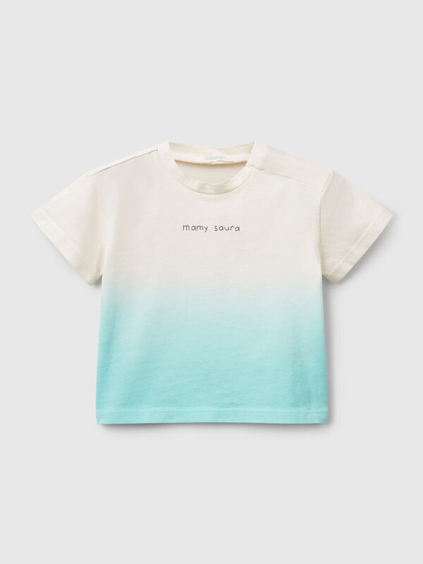 Dip-Dye-T-Shirt mit Aufdruck Newborn