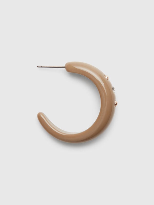 Beige Creolen mit Strasssteinen und Nieten Damen