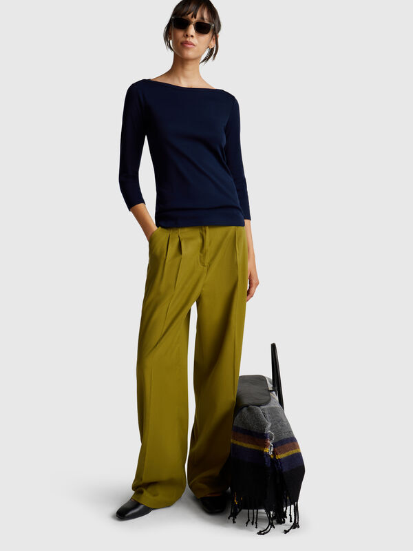 T-Shirt mit U-Boot-Ausschnitt Damen