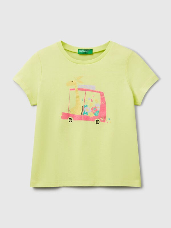 T-Shirt mit normaler Passform und Glitzer Mädchen