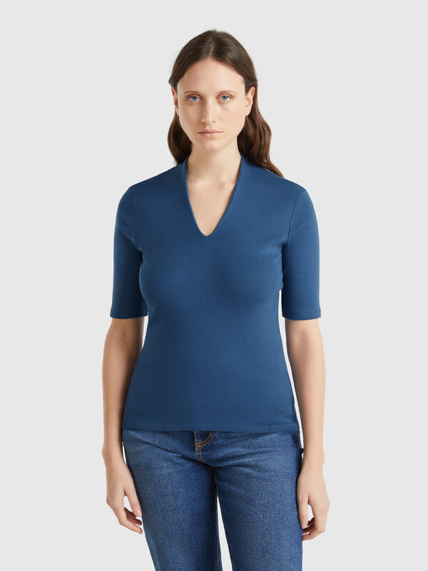 Schmal geschnittenes T-Shirt aus langfaseriger Baumwolle Damen