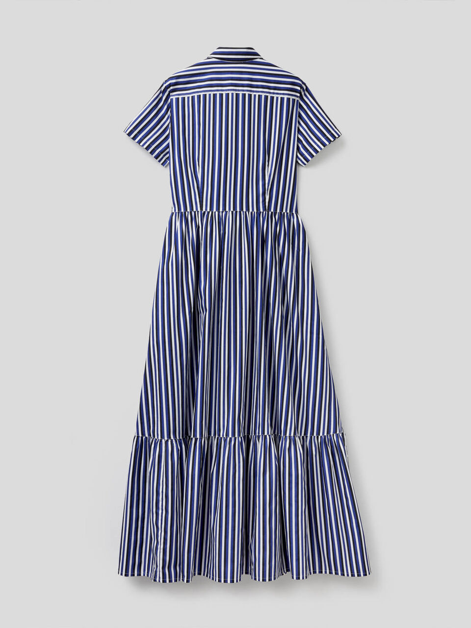 Gestreiftes langes Kleid mit Volant am Unterrand image number 2