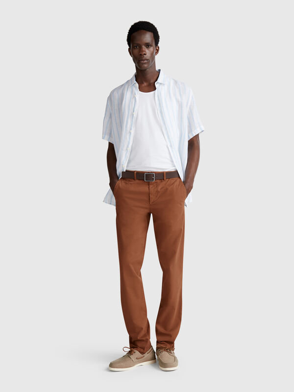 Chinohose slim fit in Braun Herren