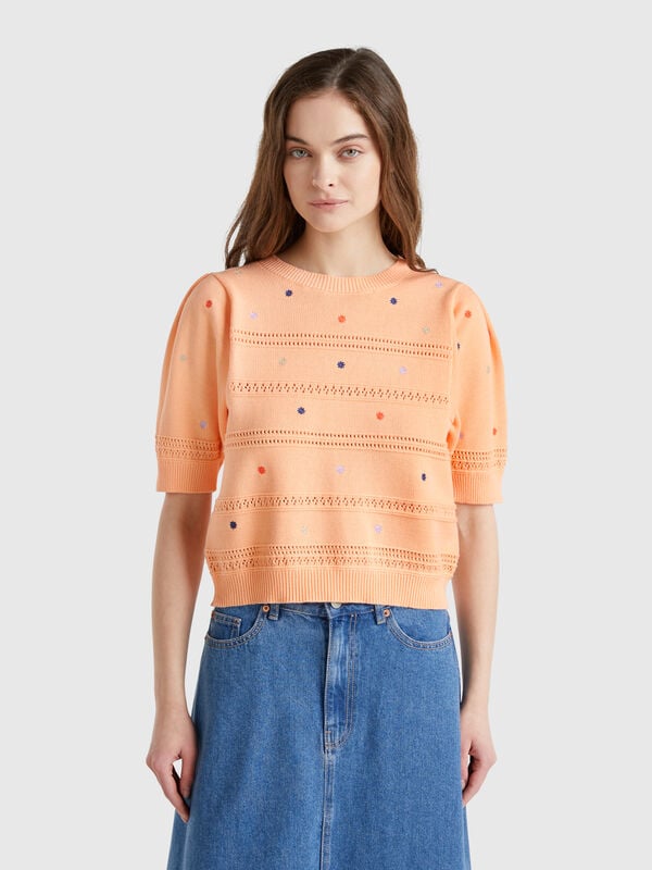 Pullover mit gestickten Blumen Damen