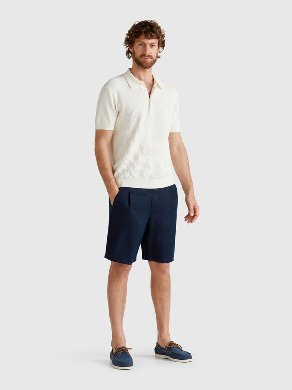 Bermudashorts mit Kordelzug aus reinem Leinen Herren