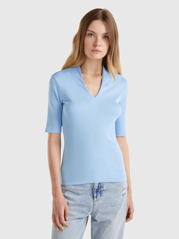 Slim Fit T-Shirt aus Langfaser-Baumwolle Damen