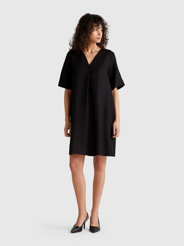Kurzarmkleid aus reinem Leinen Damen