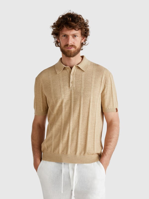 Gestricktes Poloshirt aus Leinenmischung Herren