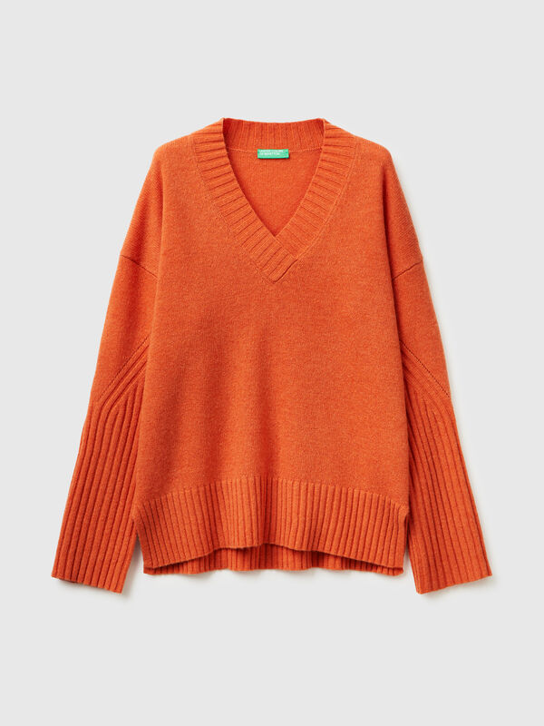 Oversize-Pullover aus Wollmischung Damen