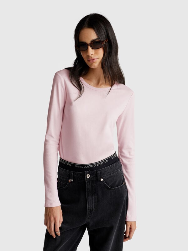 Langarm-T-Shirt aus 100 % Baumwolle Damen