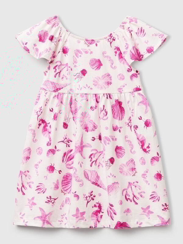 Weißes Kleid mit rosa Muscheln Mädchen