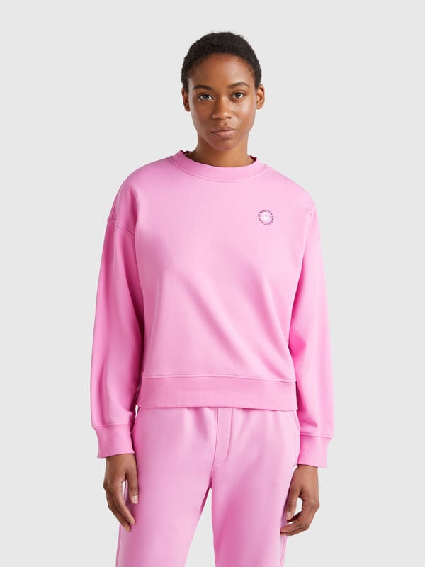 Sweatshirt mit Rundhalsausschnitt aus Baumwollmischung Damen