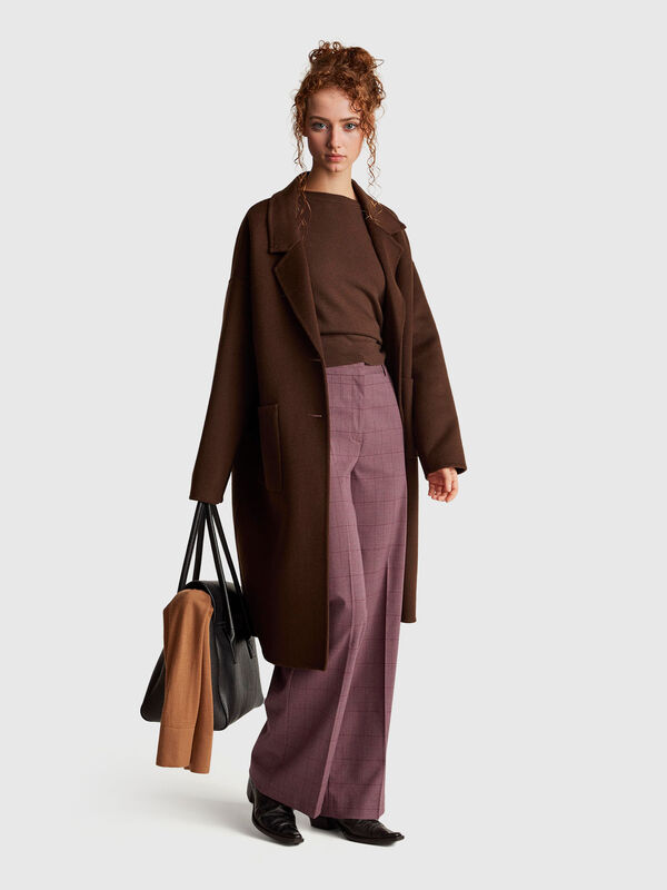 Weite rosa Hose mit Hahnentrittmuster Weite rosa Hose mit Hahnentrittmuster Damen