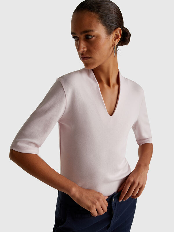 Slim Fit T-Shirt aus langfaseriger Baumwolle Damen