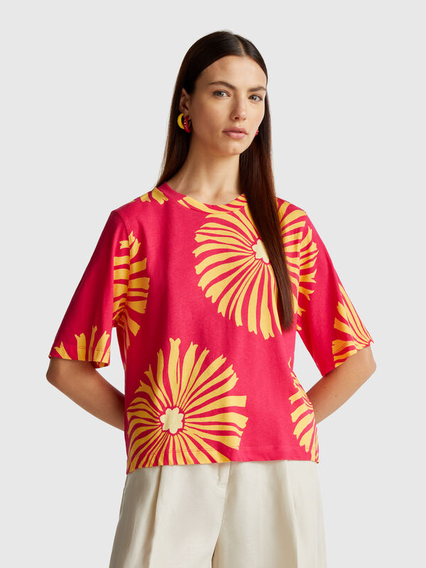 T-Shirt mit Blumenmuster Damen