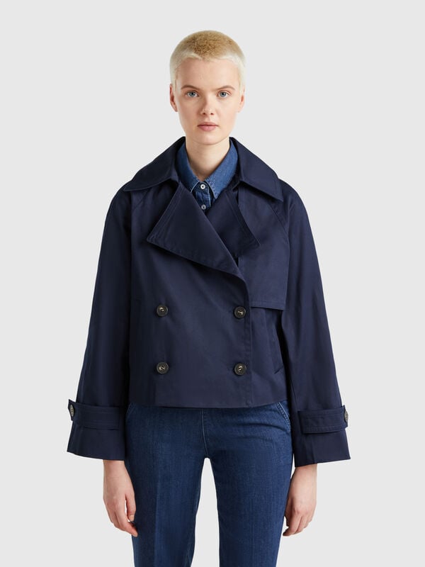 Zweireihiger, verkürzter Trenchcoat Damen