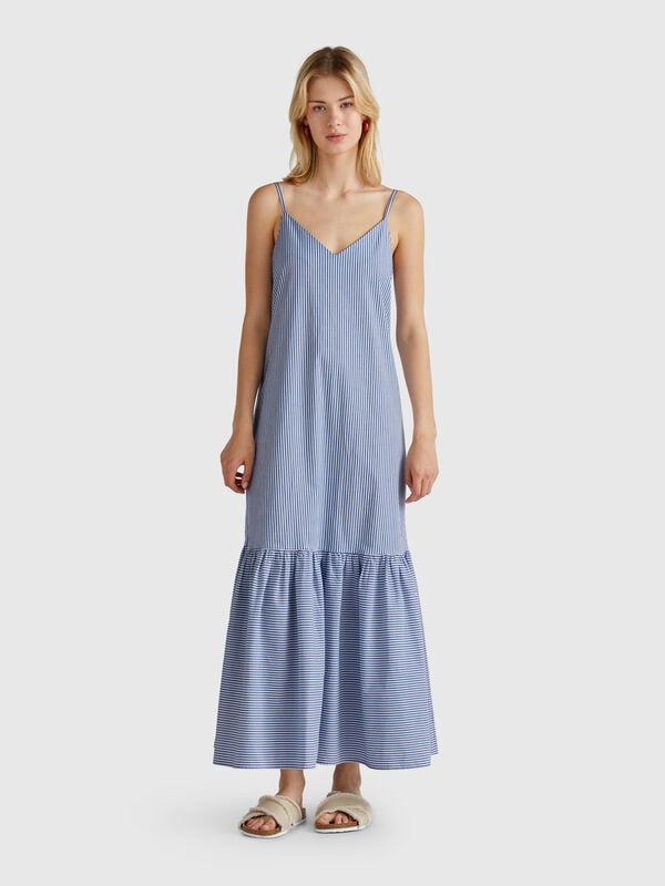 Langes gestreiftes Kleid Damen