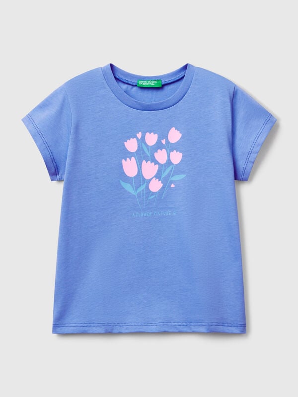 T-Shirt mit fluoreszierendem Aufdruck Mädchen