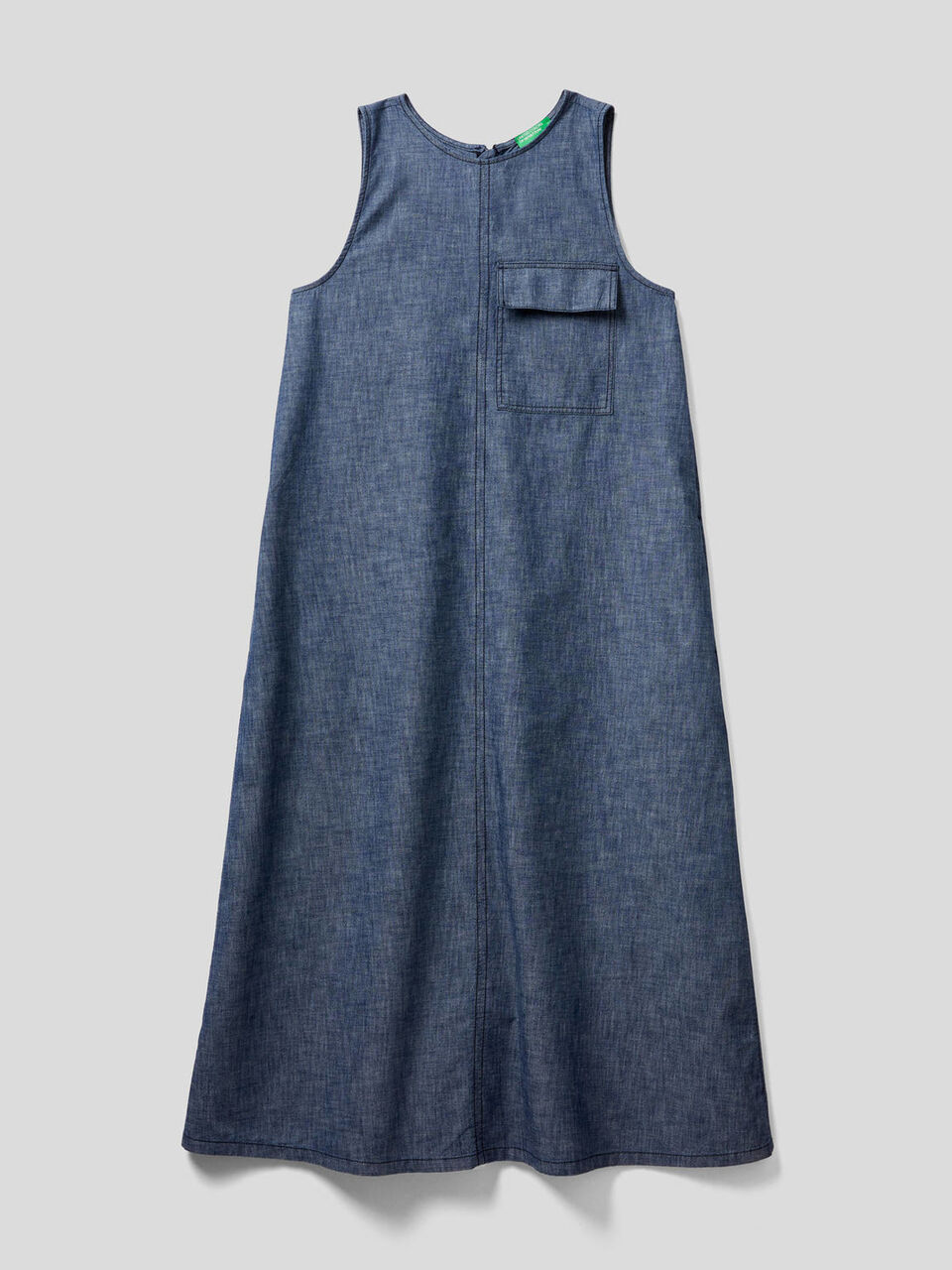 Ärmelloses Maxikleid mit Jeanseffekt image number 1