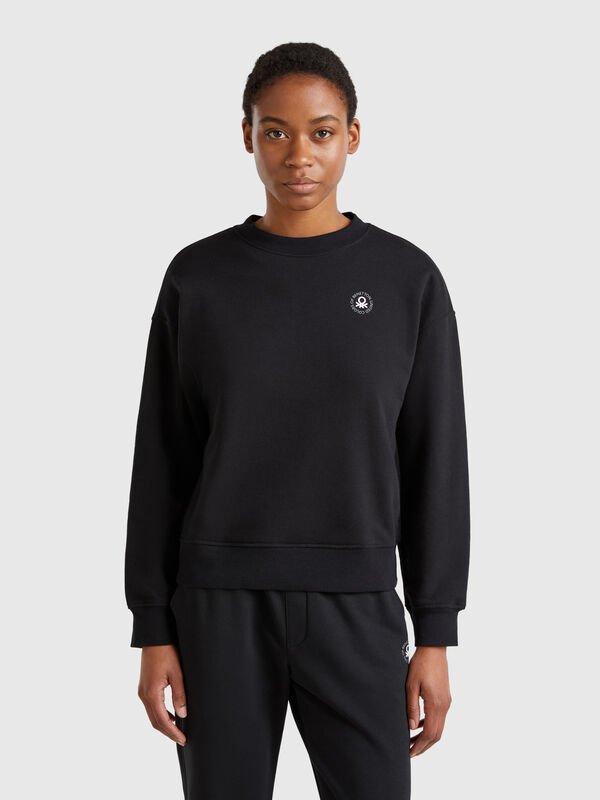 Sweatshirt mit Rundhalsausschnitt aus Baumwollmischung Damen