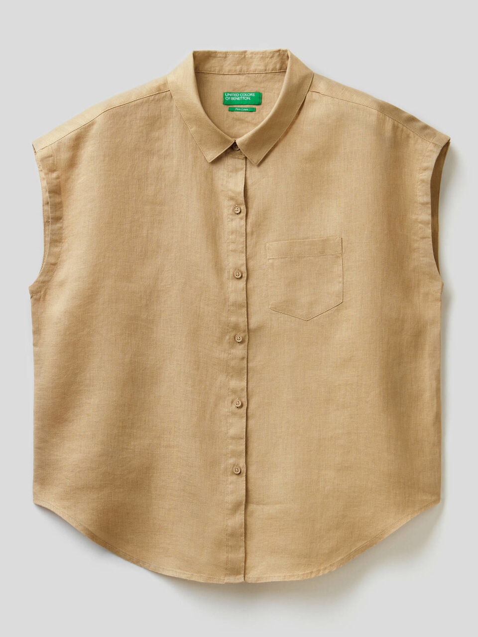 Bluse aus 100% Leinen mit kurzen Ärmeln image number 1