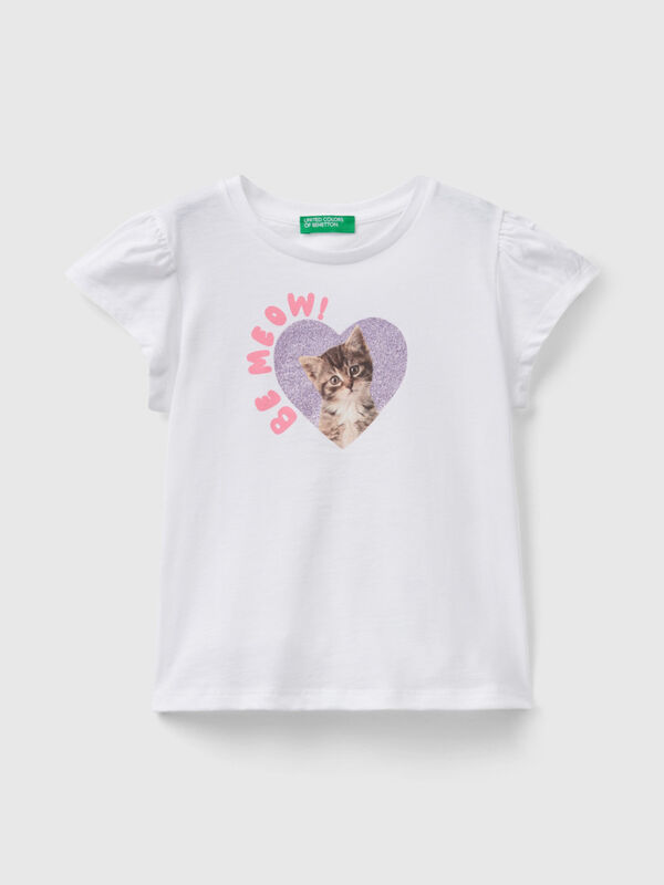 T-Shirt mit Photoprint und Glitter Mädchen